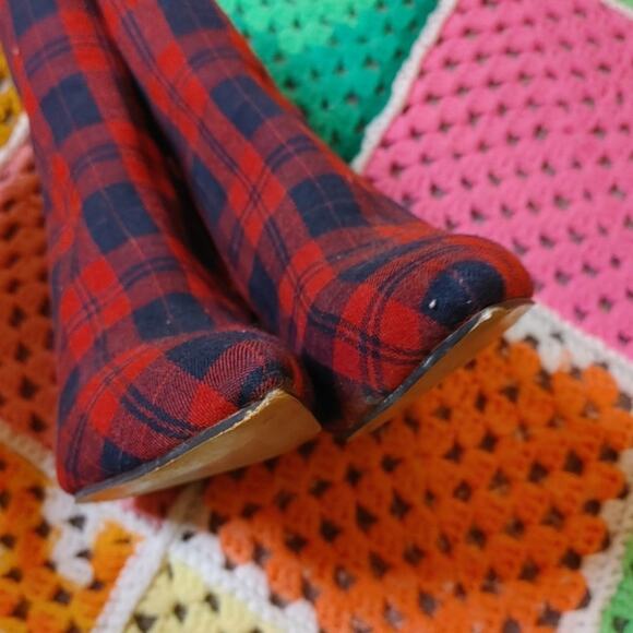 Alias Mae Ahara Bootie EU 36 Plaid Chunky Unique Statement Zipper Red Tartan - Picture 2 of 15